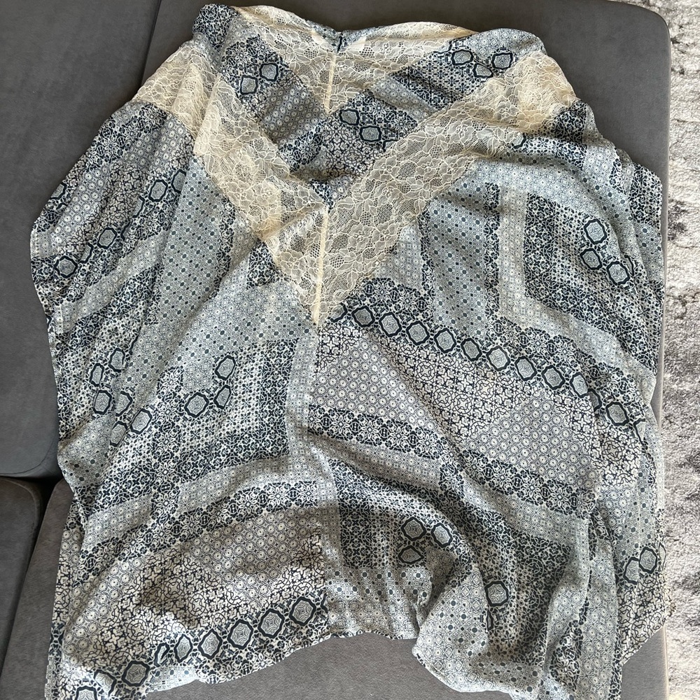 Abercrombie and Fitch festival cardigan poncho swim cover-up geometric blue lace - Picture 5 of 5